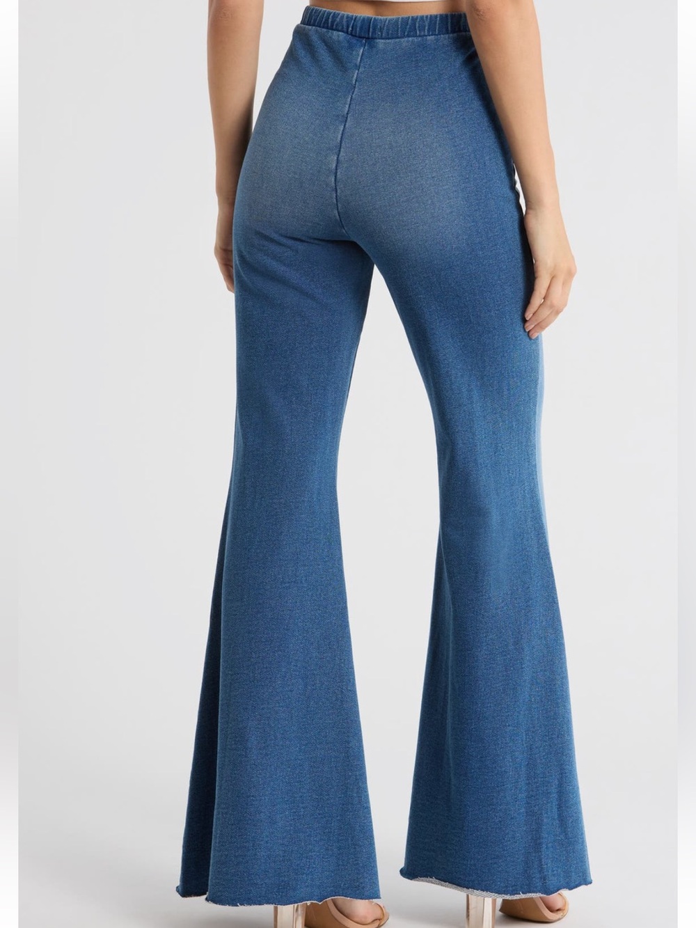 New Good American Jeanius Flare Cotton French Terry Pants Size Small - Picture 2 of 10